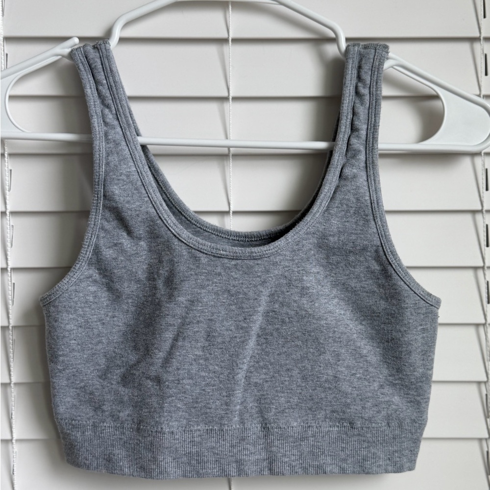 Gray Seamless Scoop Neck Crop Bralette - Women Intimates